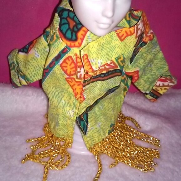 Shani Doll Size Coat Abstract with Fringe 90s - Picture 1 of 7